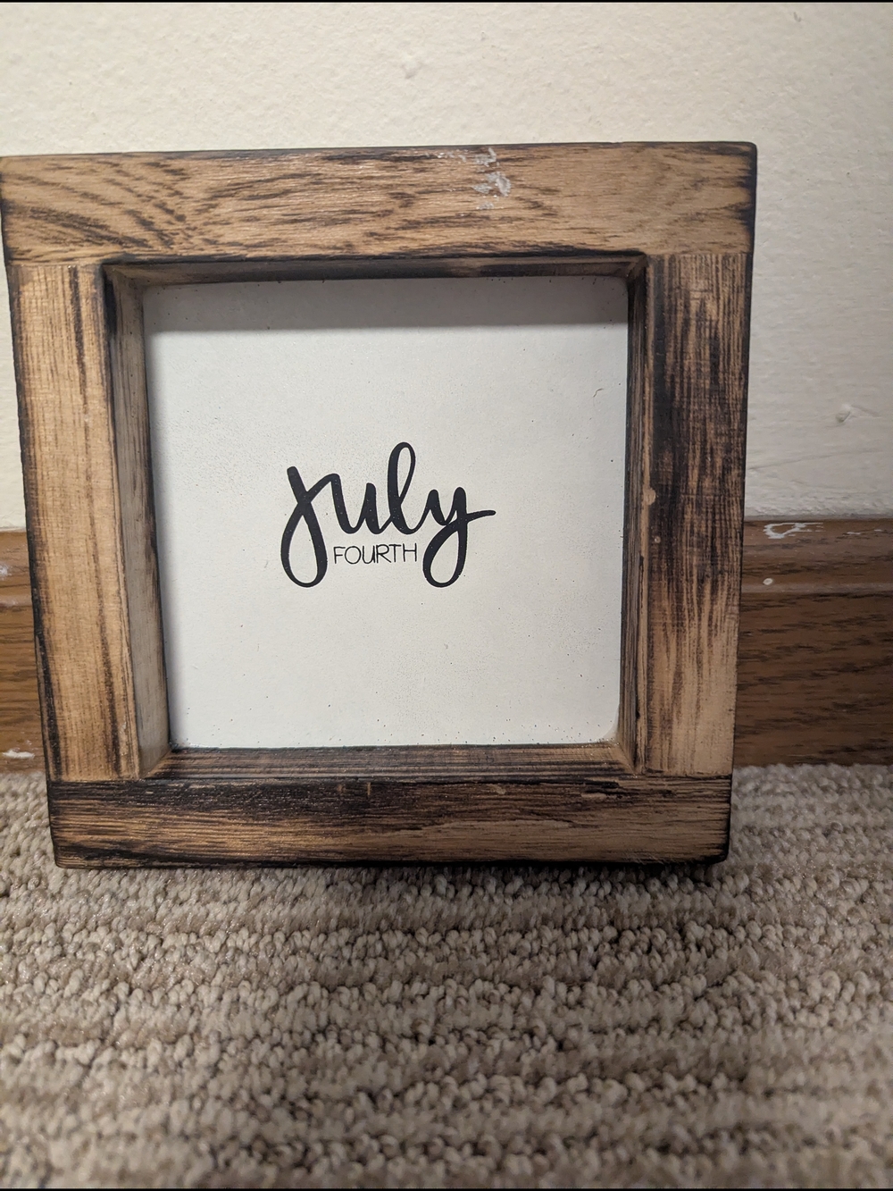 Rustic Wood Frame "July Fourth" Sign - Brown